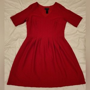 Fit and flare quarter sleeve V neck mini dress